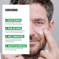 Die richtige Anwendung der Daily Protection Cream von Brooklyn Soap Company beginnt mit der gründlichen Reinigung des Gesichts. Eine kleine Menge der Creme auf die Fingerspitzen geben, sanft mit kreisenden Bewegungen einmassieren und den langanhaltenden Schutz für hydratisierte und geschützte Männerhaut genießen.