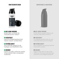 Im Vergleich zu konventionellen Nachtcremes bietet die Night Recovery Cream von der Brooklyn Soap Company eine effektive Anti-Aging-Wirkung mit Hyaluron, spendet intensiv Feuchtigkeit durch Glycerin und Shea-Butter, ist frei von Duftstoffen und sorgt für ein pralles, strahlendes Hautbild mit gestärkter Hautbarriere.