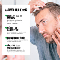 Das Activator Hair Tonic für dichteres Haar kräftigt die Haarwurzeln, spendet Feuchtigkeit und gibt deinem Haar seiner Kraft zurück - für sichtbare Ergebnisse.