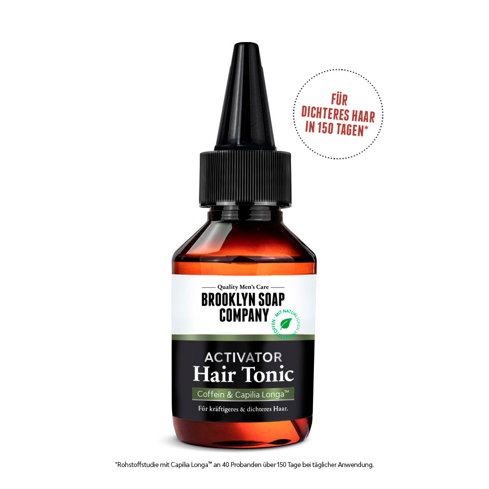 Das Activator Hair Tonic mit Koffein und Capilia Longa sorgt für volleres Haar bei Männern und hilft gegen Haarausfall.
