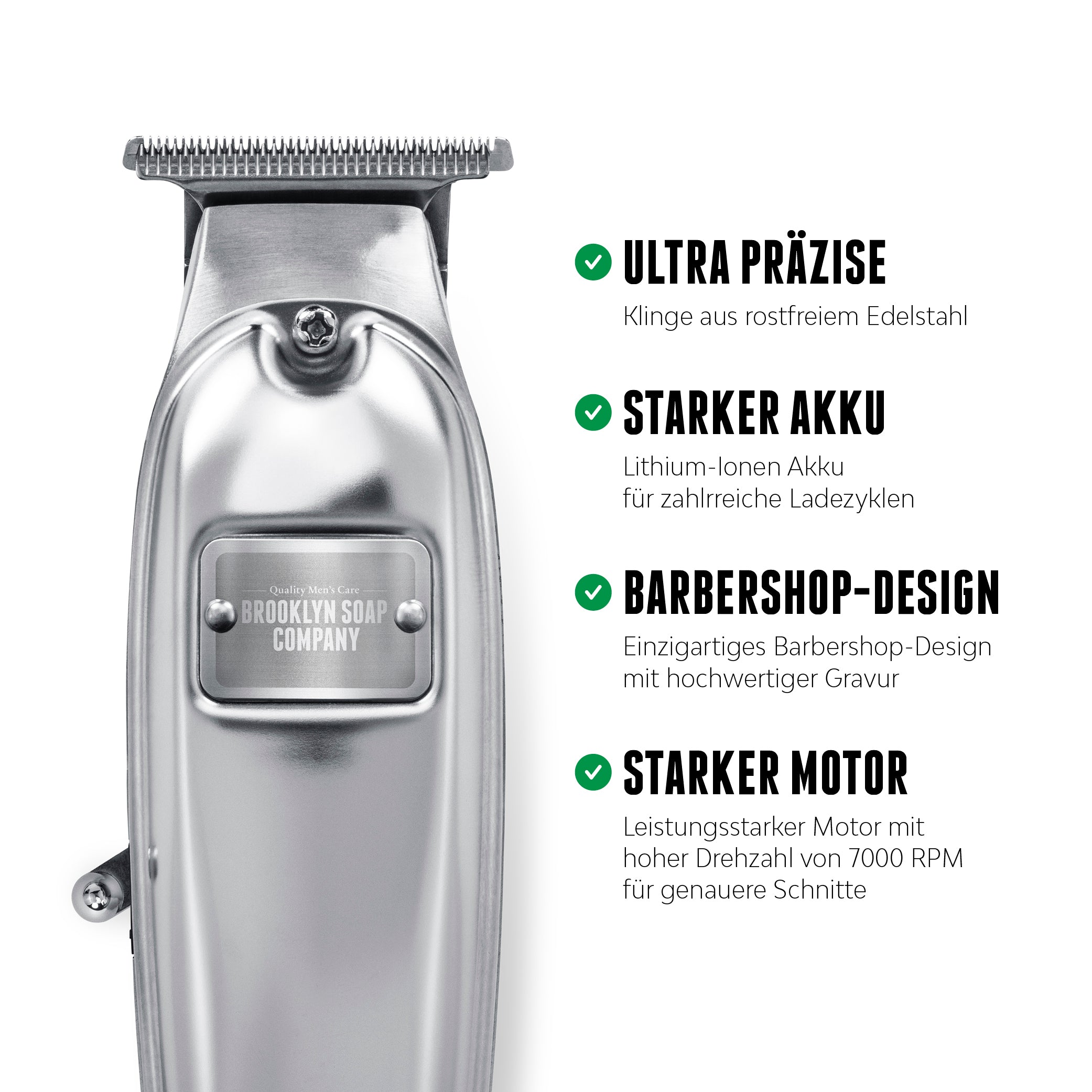 Ultra-präziser Barttrimmer mit starkem Akku, leistungsstarkem Motor und stilvollem Barbershop-Design