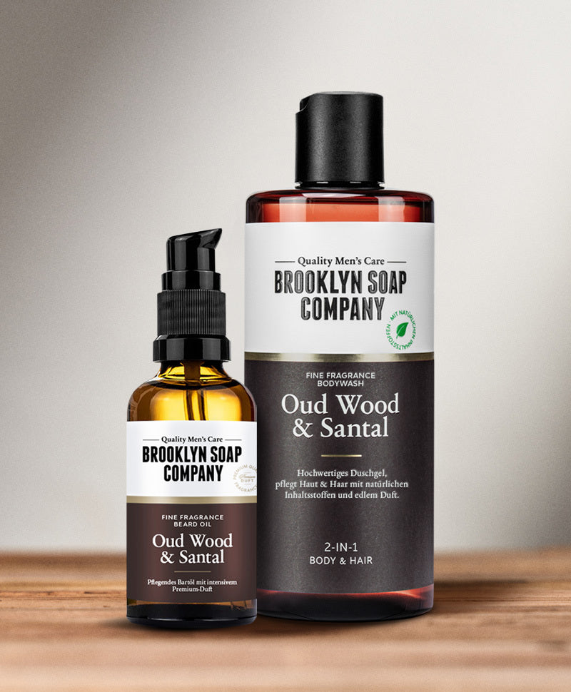 Brooklyn Soap Green Wood Set – Rasieröl und Body Wash mit frischem Duft für tägliche Pflege.