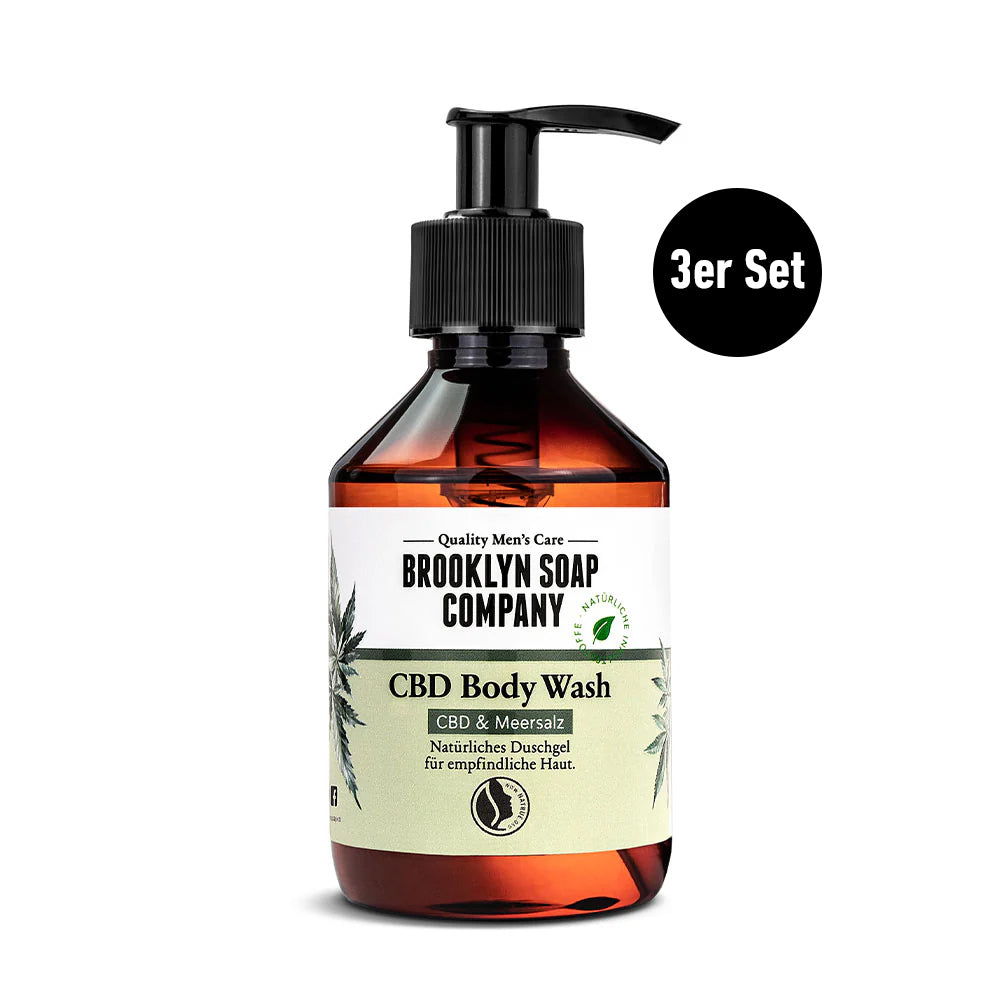 Das CBD Body Wash  für Männer von der Brooklyn Soap Company im praktischen Vorratspack reinigt die Haut sanft und hinterlässt ein gepflegtes Hautgefühl und einen angenehmen Duft. 