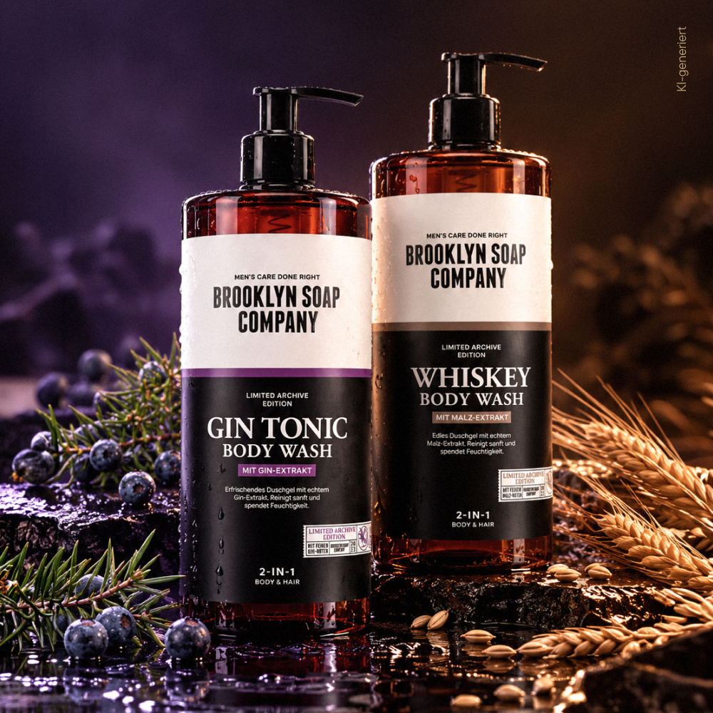 Brooklyn Soap Company Whiskey und Gin Tonic Body Wash Set – zwei Duschgele für Männer
